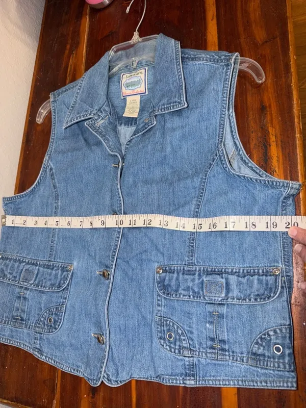 Vintage Jean Jacket Cropped Pockets cottagecore granny sleeveless vest - Image 7