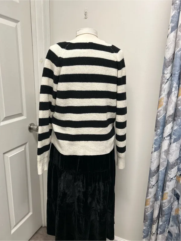 A New Day Black & cream striped cardigan with heart motif - Image 3