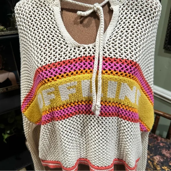 Offline by Aerie Crochet Hoodie – “Toasted Coconut” Colorway, Size Medium - Image 2