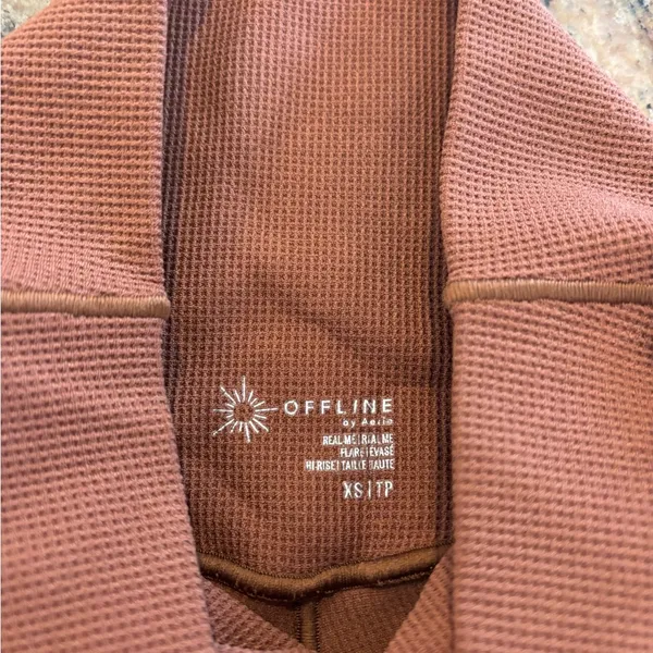 Aerie Rust Brown Waffle Flared Women's Leggings - Image 3