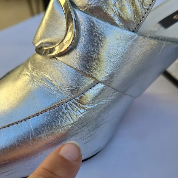 Mango Metallic Silver Mules - Image 6
