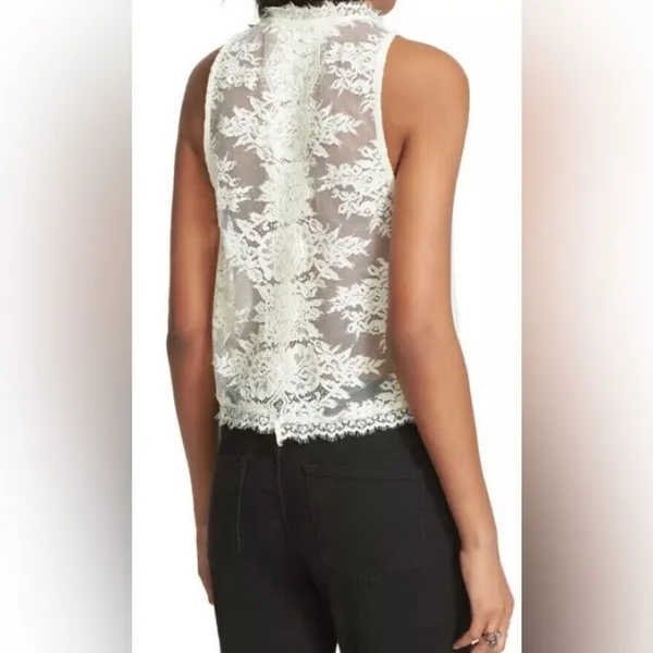 Free People cream Lace open crossover top L - Image 4