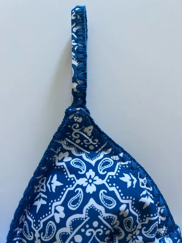 {Hollister} Brand New Blue Embroidered Stitch Triangle Bikini Top - Image 3