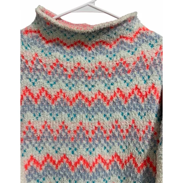 ANTHROPOLOGIE Pilcro Selene Sweater Neon Fair Isle Print Women's Size‎ Medium - Image 3