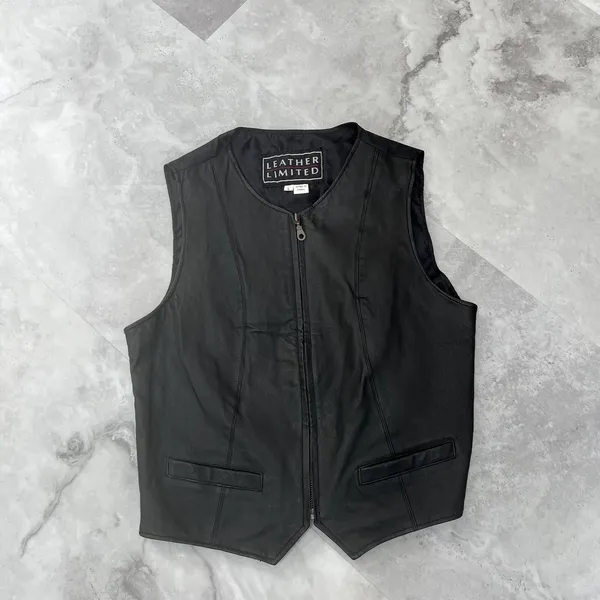 Vintage Leather Limited Vest Black Zipper Closure‎ Women's Size Large L - Image 4