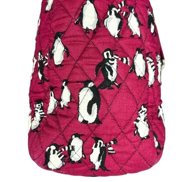 Vera Bradley‎ Quilted Playful Penguins Turnlock Tote Bag Crimson Red Retired - Image 12