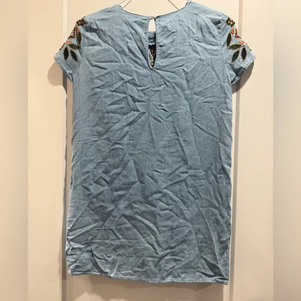 Zara TRF Light Blue Denim Chambray embroidered‎ Size Small - Image 2