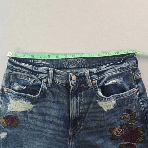 Arizona Jean Co Highest-Rise Vintage Straight Floral‎ Embroidered Jeans 11 - Image 6
