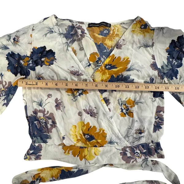 Abercrombie & Fitch Floral Wrap‎ Top Tie Crop Cottagecore Soft Girl Feminine XS - Image 5