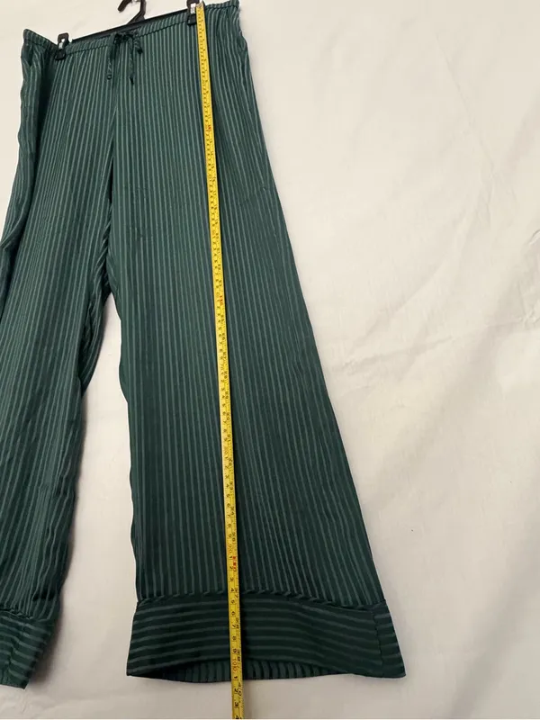 GapBody Satin PJ Pant M Green Stripe Pajama Pants Elastic Drawstring NWT(A911) - Image 4