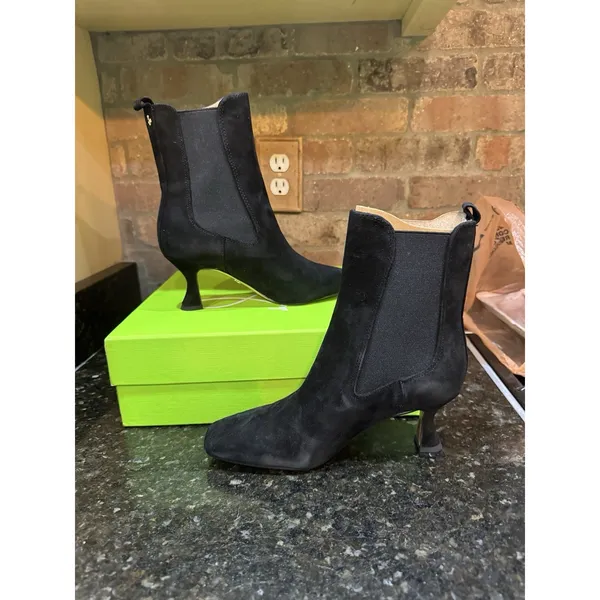 Sam Edelman NEW Lani Women Size 6 Black Suede Square Toe Kitten Heel Boot - Image 4