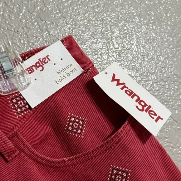 NEW Wrangler High Rise Bootcut Bandana Jean Red Diamond Western Cowgirl Festival - Image 10