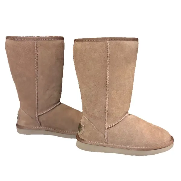 Ausland Women's Snow tall Boots Sz 5.5 US chestnut Fur Lined Winter Sheepskin - Image 2