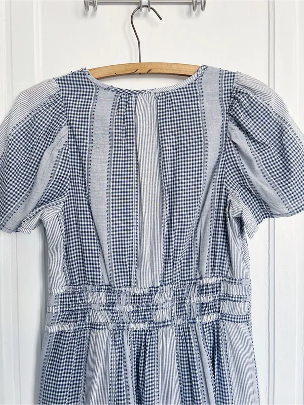 Anthropologie • The Somerset Gingham Mini Dress blue white checked cotton ruffle - Image 14