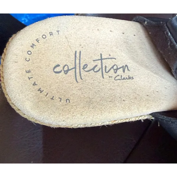 Clarks Lafley Alaine Wedge Sandals Womens 9.5 Black Leather‎ Comfort Espadrille - Image 13