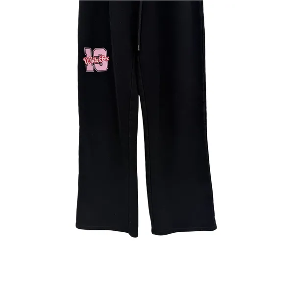 White Fox Boutique Lucky 13 Graphic Wide Leg Sweatpants Black Pink Size XS - Image 3