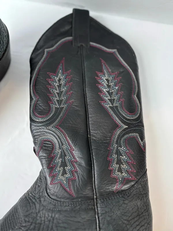 Abilene vintage black leather cowboy boots - Image 3