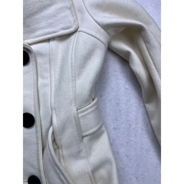 Guess Wool Blend Peacoat Womens Small Cream Double Breasted‎ Belted - Image 9