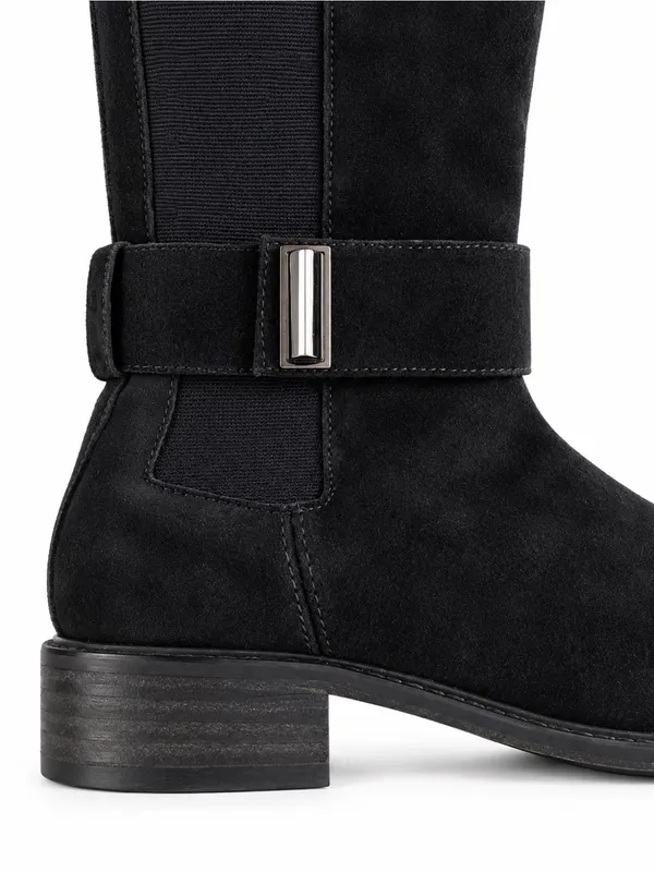 Aquatalia Giada Knee High Riding Boots 6 Black Suede Stretch Luxury - Image 6