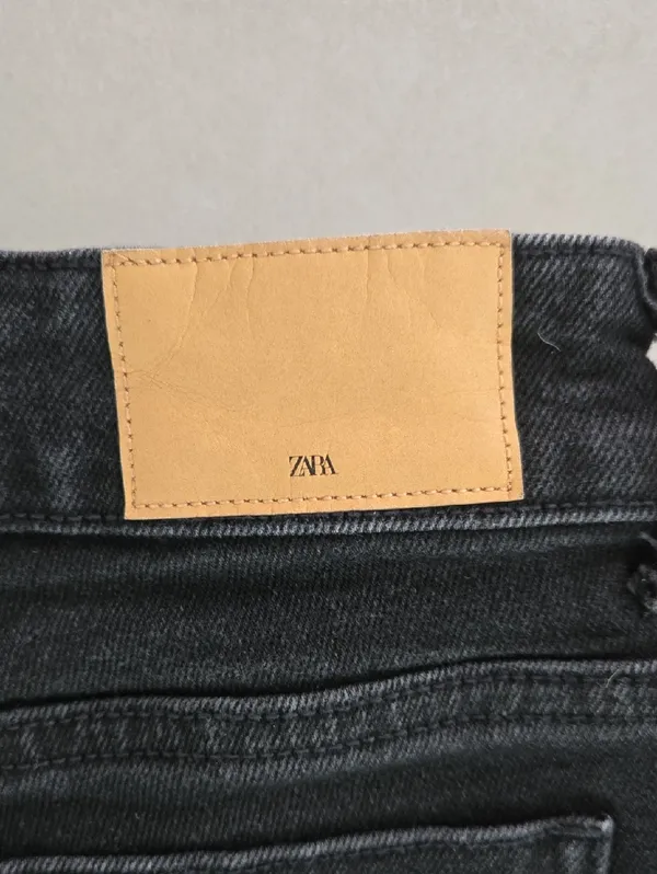 Zara Black Flared Jeans with Distressed Frayed Hem Size 2 - Image 7