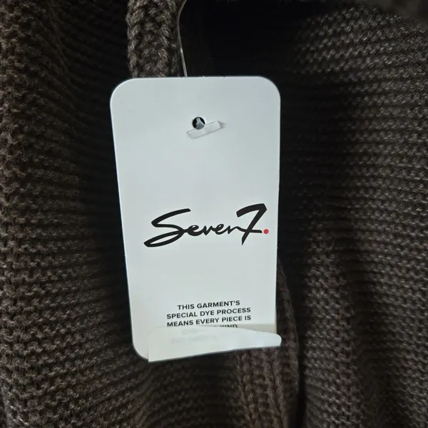 Seven7 Womens Cardigan Sweater Large Brown Oversized Open Front Cotton Knit NWT - Image 5