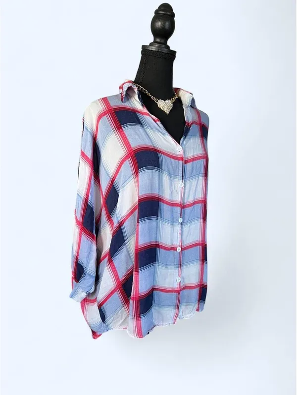 Vintage Y2K Coastal Old Money Boyfriend Oversized Batwing Flannel Size One Size - Image 3