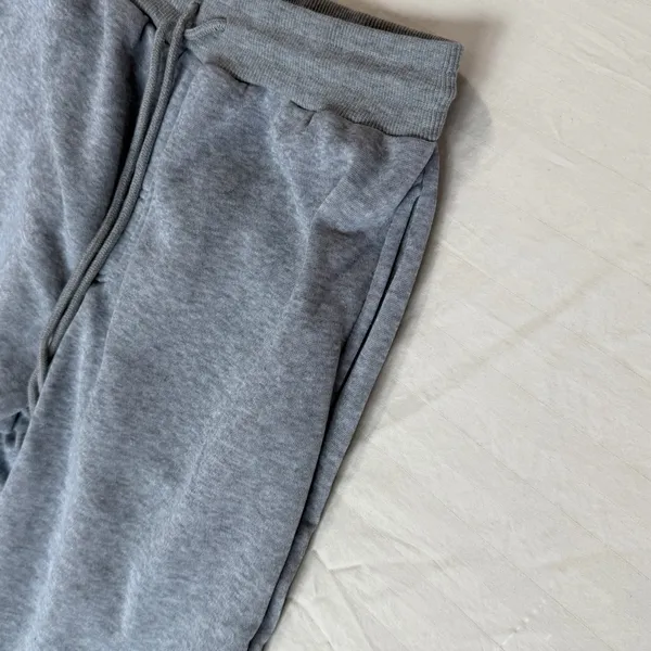 Women’s NEW Heathered Grey Pull On Drawstring Side Pockets Sweatpants Size M #26 Gray Size M - Image 4