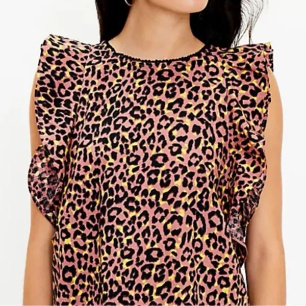 LOFT‎ Large Leopard Print Cutout Back Ruffe Top Y2K Glam Indie Sleaze - Image 3