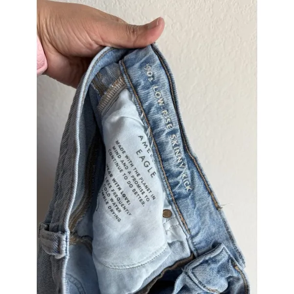 American‎ Eagle Jeans Women's 12 90s Low Rise Skinny Kick Stretch Denim Raw Hem - Image 14