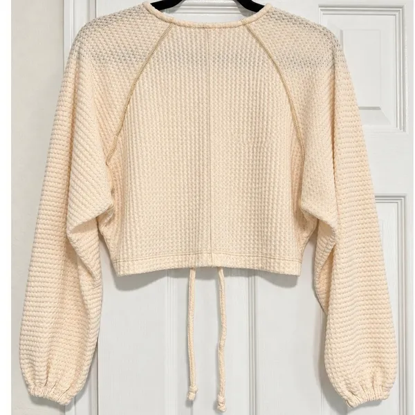 Urban Outfitters Out From Under Cream Waffle Knit Ruched Crop Top NWOT Small - Image 3
