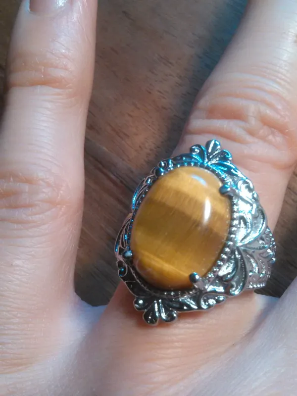 Tiger's Eye Stainless Steel Ring (Size 6) - Image 9
