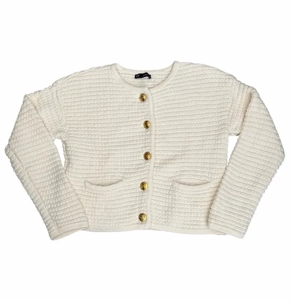 Gap Textured Sweater Jacket in the color Ivory Frost Size XSmall - Image 2