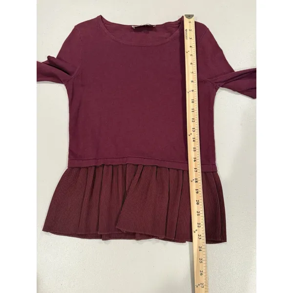 Loft Sweater Women XS Petite Maroon Stretch Romantic Work Preppy Travel Minimal - Image 5