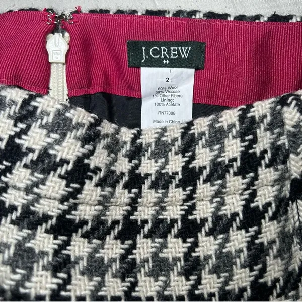 J. Crew Black & White Wool Houndstooth Tweed Mini Skirt Women’s Size XS 2 - Image 6
