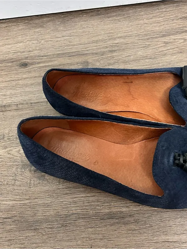 Madewell| Navy Suede Tassel Loafers Classic Slip-On sz 7 - Image 3