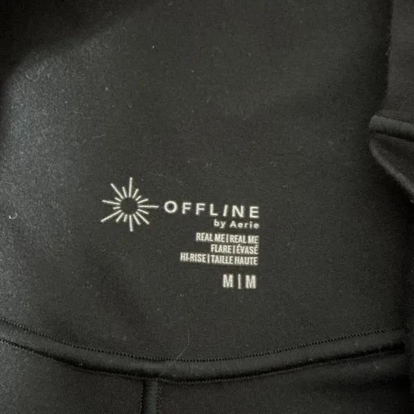 OFFLINE Aerie Real Me Crossover Flare Leggings Women M Black High Rise Yoga Y2K - Image 3