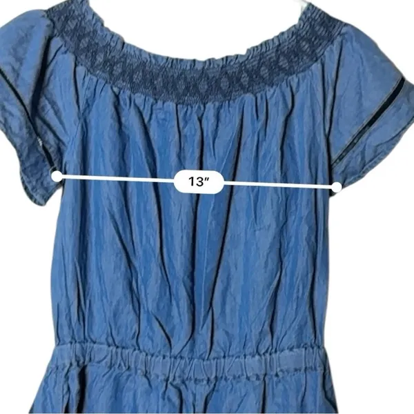 Love Tree Short Sleeve Elastic Waist Shorts Style Denim Romper Sz L New With Tag - Image 9