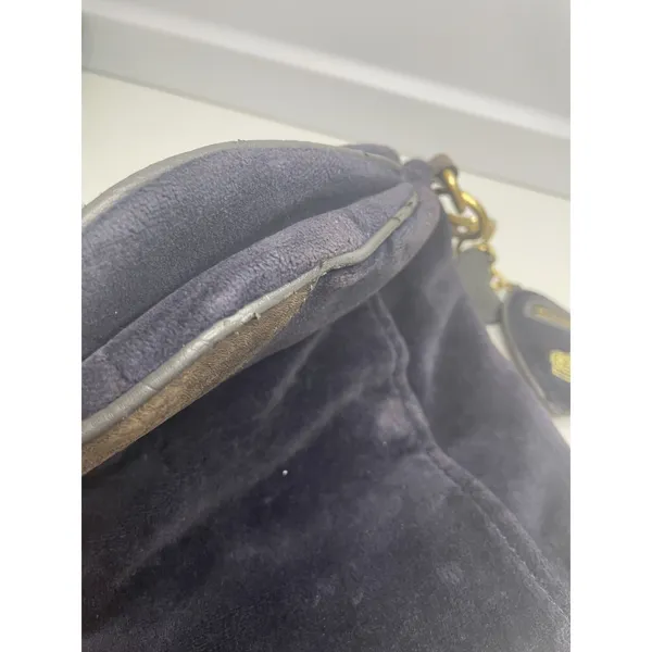Vintage Juicy Couture Navy Velour Crossbody Bag “love your couture” - Image 9