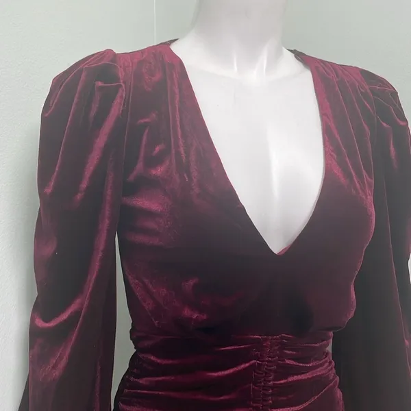 Windsor Mariah Velvet Long Sleeve Ruched Bodycon Mini Dress small NEW - Image 6