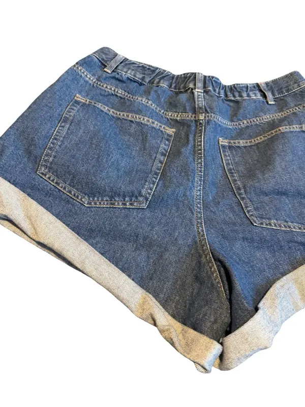We The Free Danni High Rise Shorts Denim Dark Wash Oversized Cuff Size Large - Image 10