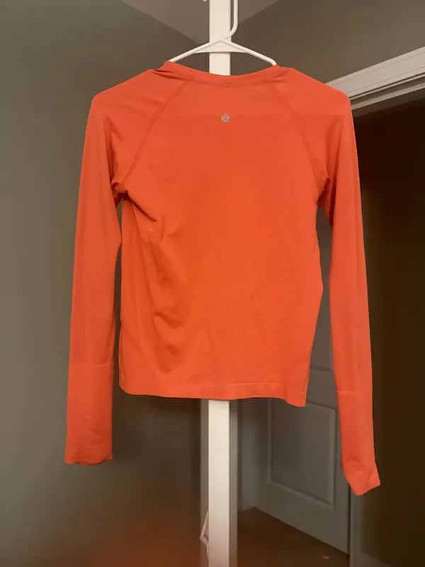 Lululemon Orange/pink long sleeve swiftly tech size 6 - Image 2