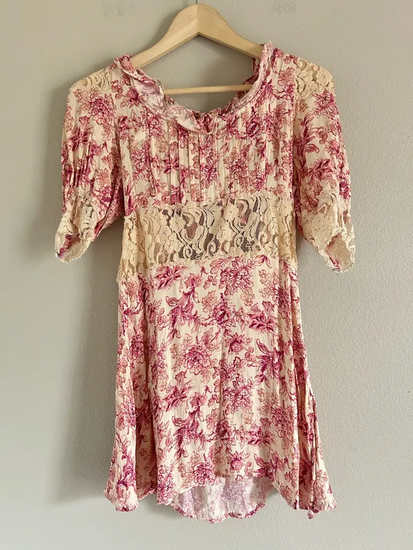 Free People Lucie Mini Dress Lace Floral size XS - Image 2