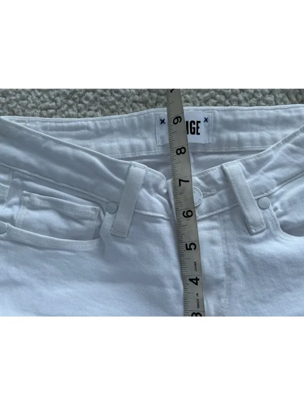 Paige Low Rise Verdugo Crop w/Raw Hem Stretch Jeans Artica White Size 24 - Image 7
