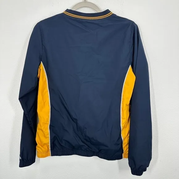 Champion Navy Pullover Windbreaker‎ Jacket V-Neck Yellow Trim Size S Gorpcore - Image 9