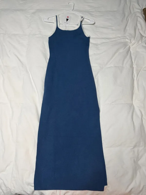 Sleeveless Bodycon Midi Dress Blue Size M - Image 3