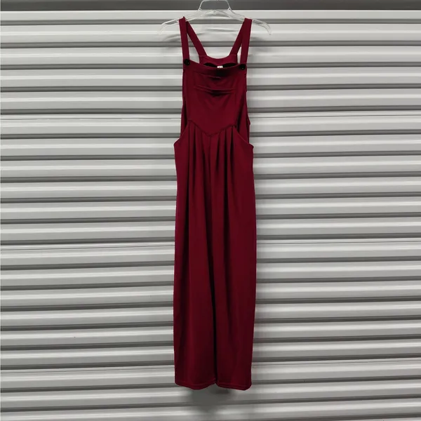 Halara Wide Leg Overalls Jumpsuit Women Small Burgundy Pockets Boxy Relaxed Fit - Image 4