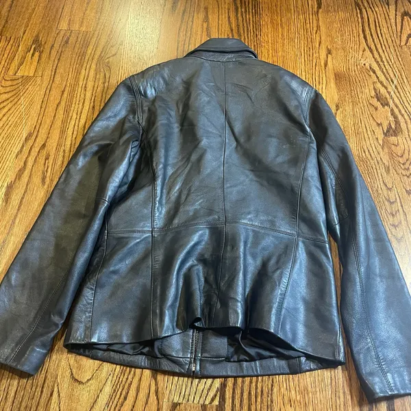 Blassport Women's Vintage Black Genuine Leather Zip-Up Jacket - Image 5