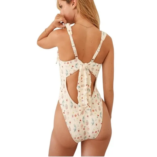 NEW DIPPIN' DAISY'S Fleur One Piece Swimsuit Printemps Smocked Underwire S - Image 4