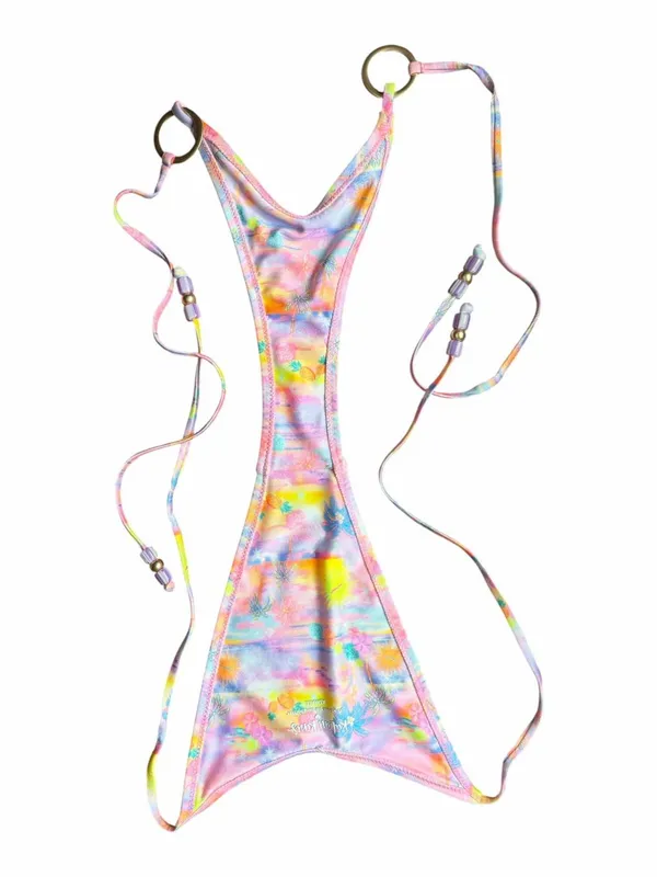Kulani Kinis Sunset Universe Bikini Set XS O-Ring Halter Tie Side Pastel - Image 7
