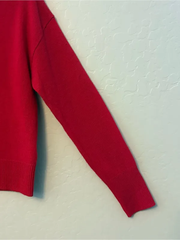 Rachel Zoe red v-neck long sleeve 100% 2-ply cashmere sweater size small - Image 8